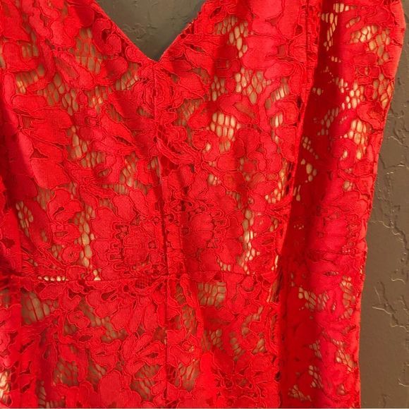 NWOT Lulu’s One Wish Red Lace Midi Dress Brand New - Picture 9 of 15